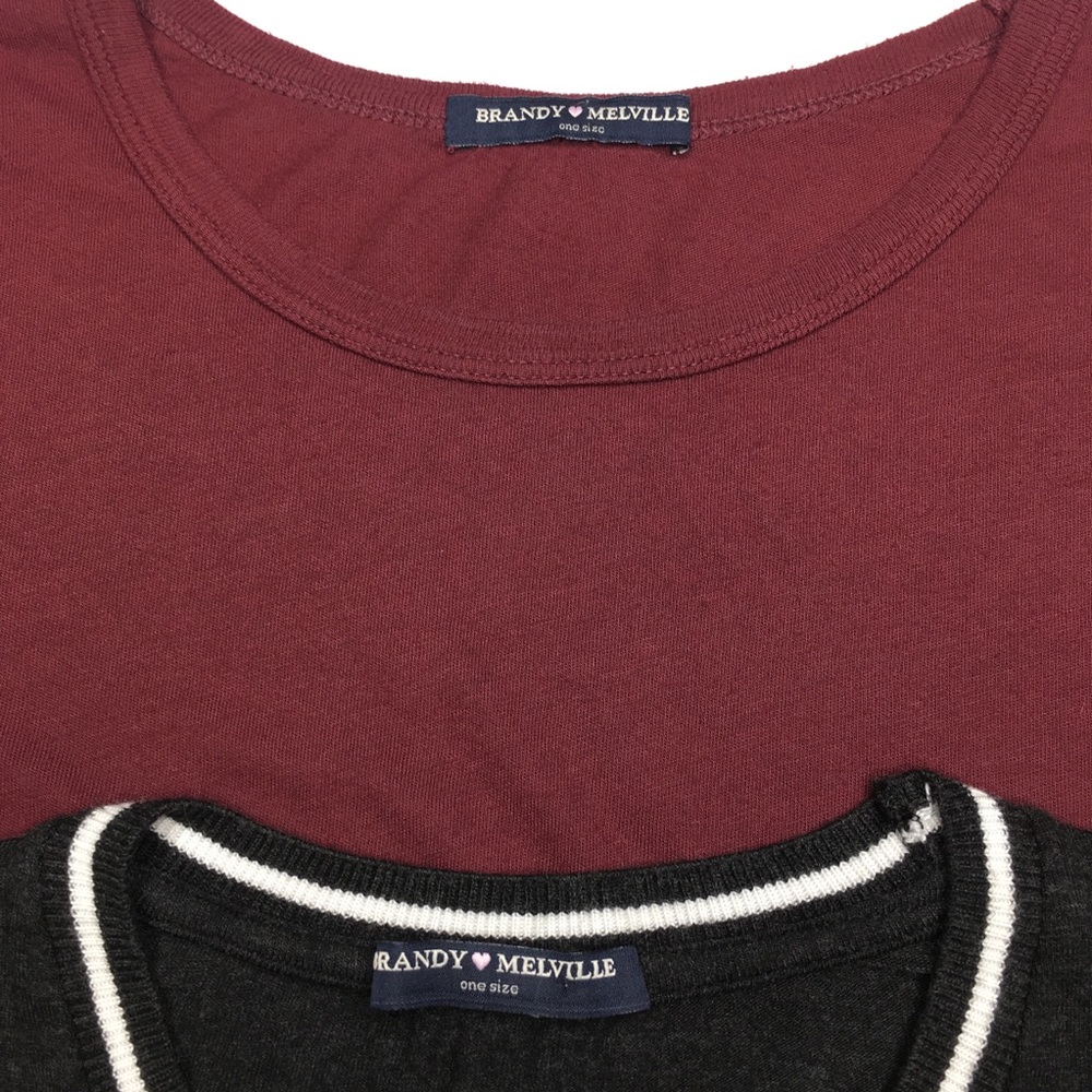 Brandy Melville Red and Dark Gray Crop 2 set - Picture 2 of 8